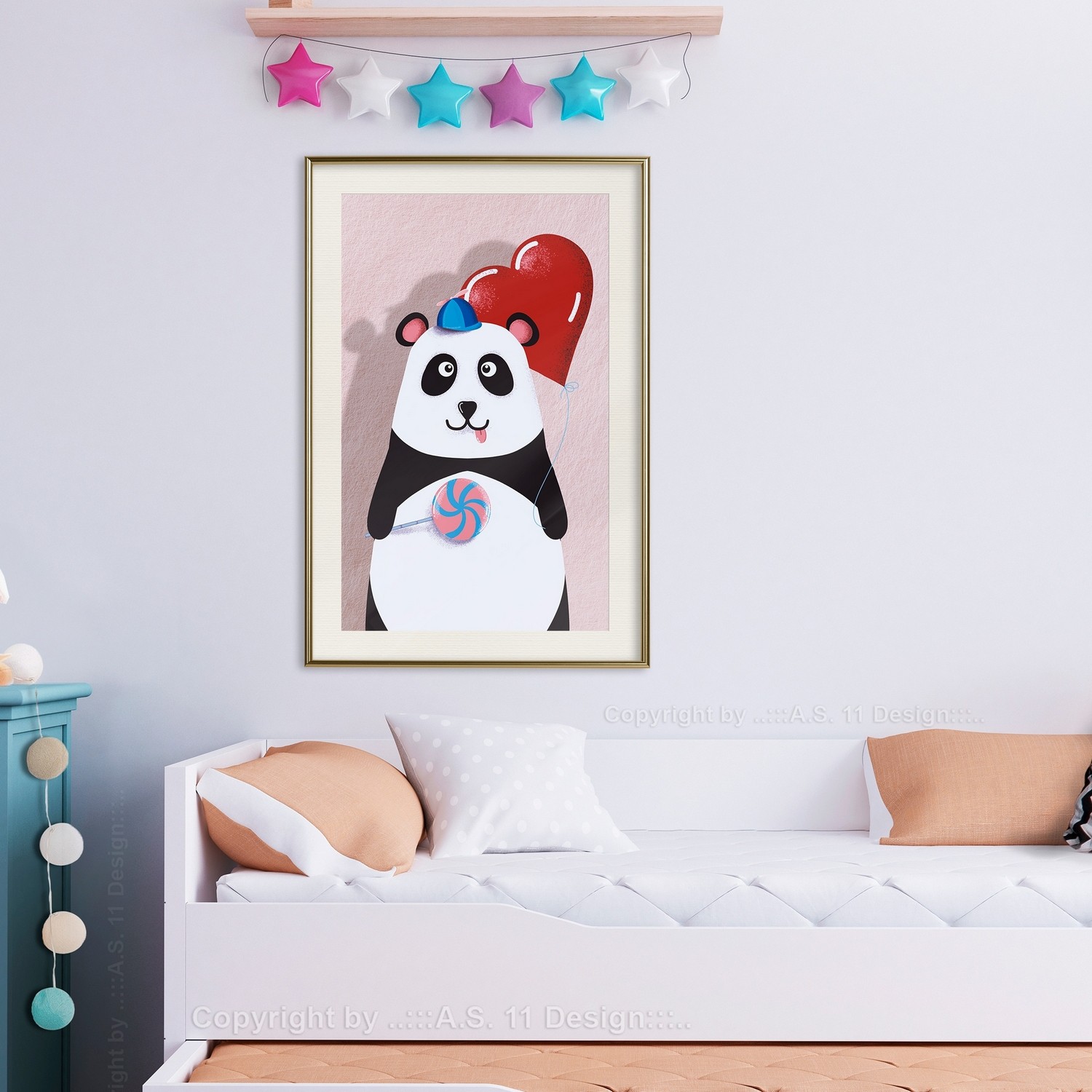 Poster Artgeist Affisch Panda with a Balloon