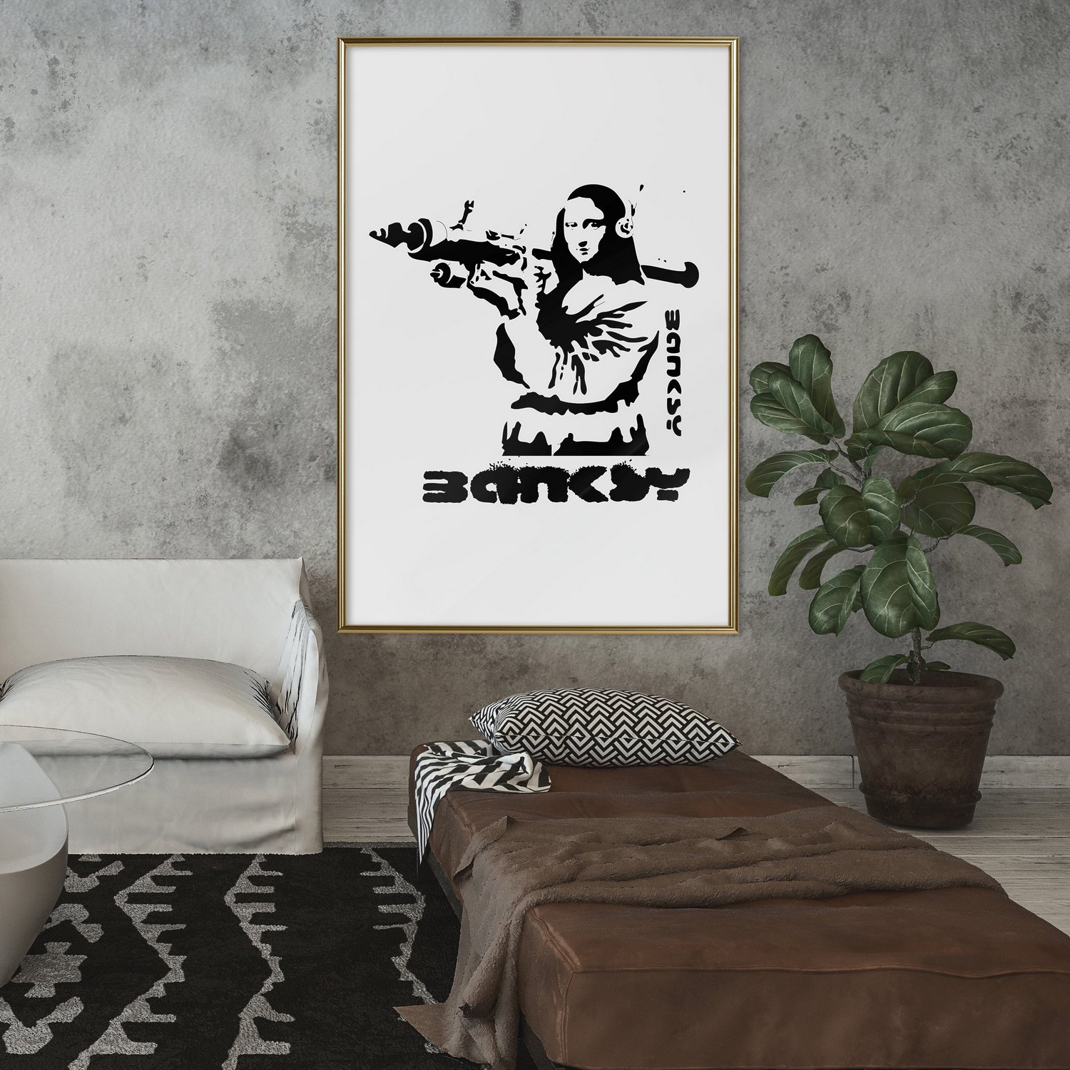 Poster Artgeist Affisch Mona Lisa with a Bazooka