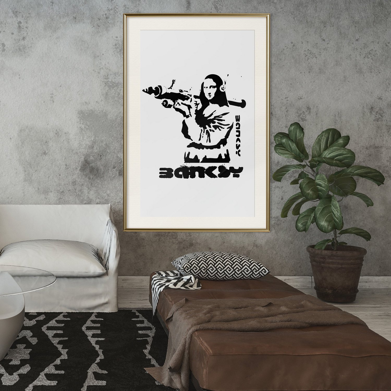 Poster Artgeist Affisch Mona Lisa with a Bazooka