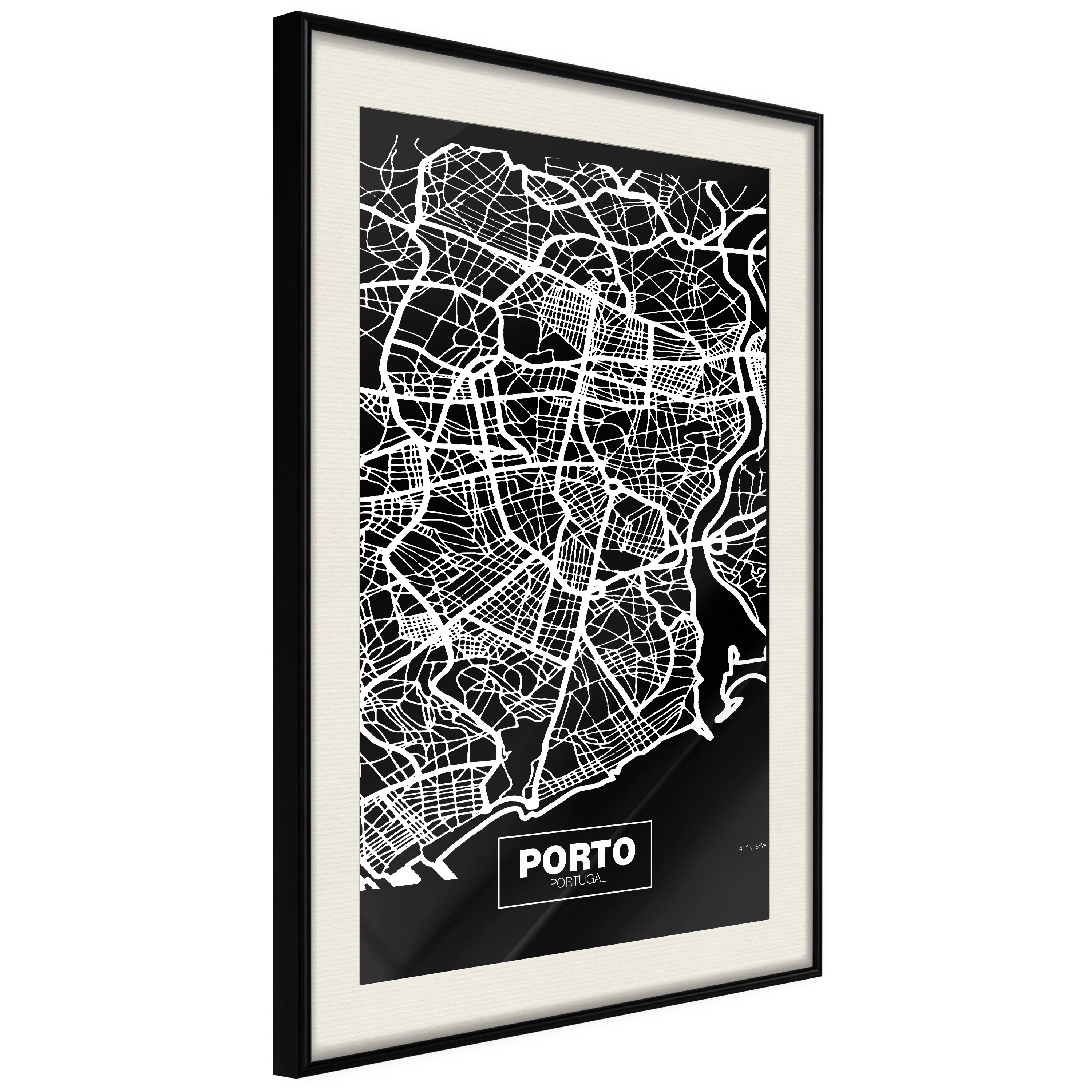 Poster Artgeist Affisch Negative Map Porto