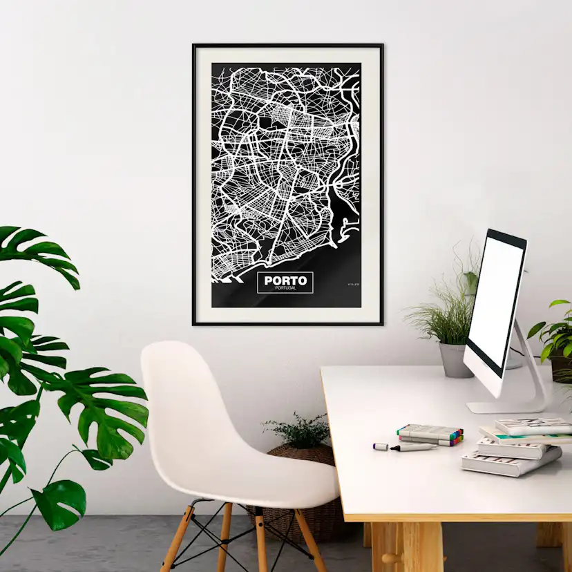 Poster Artgeist Affisch Negative Map Porto