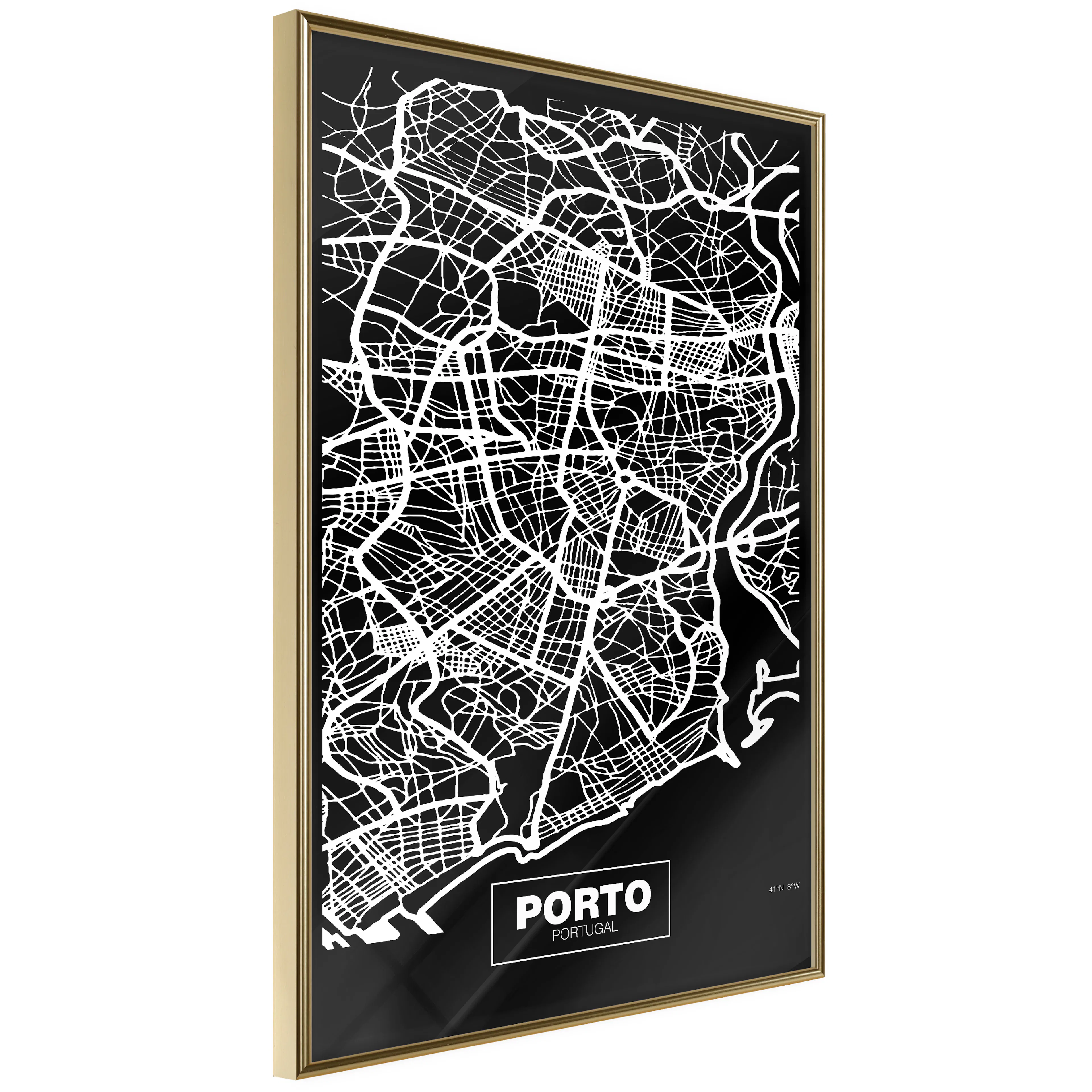Poster Artgeist Affisch Negative Map Porto