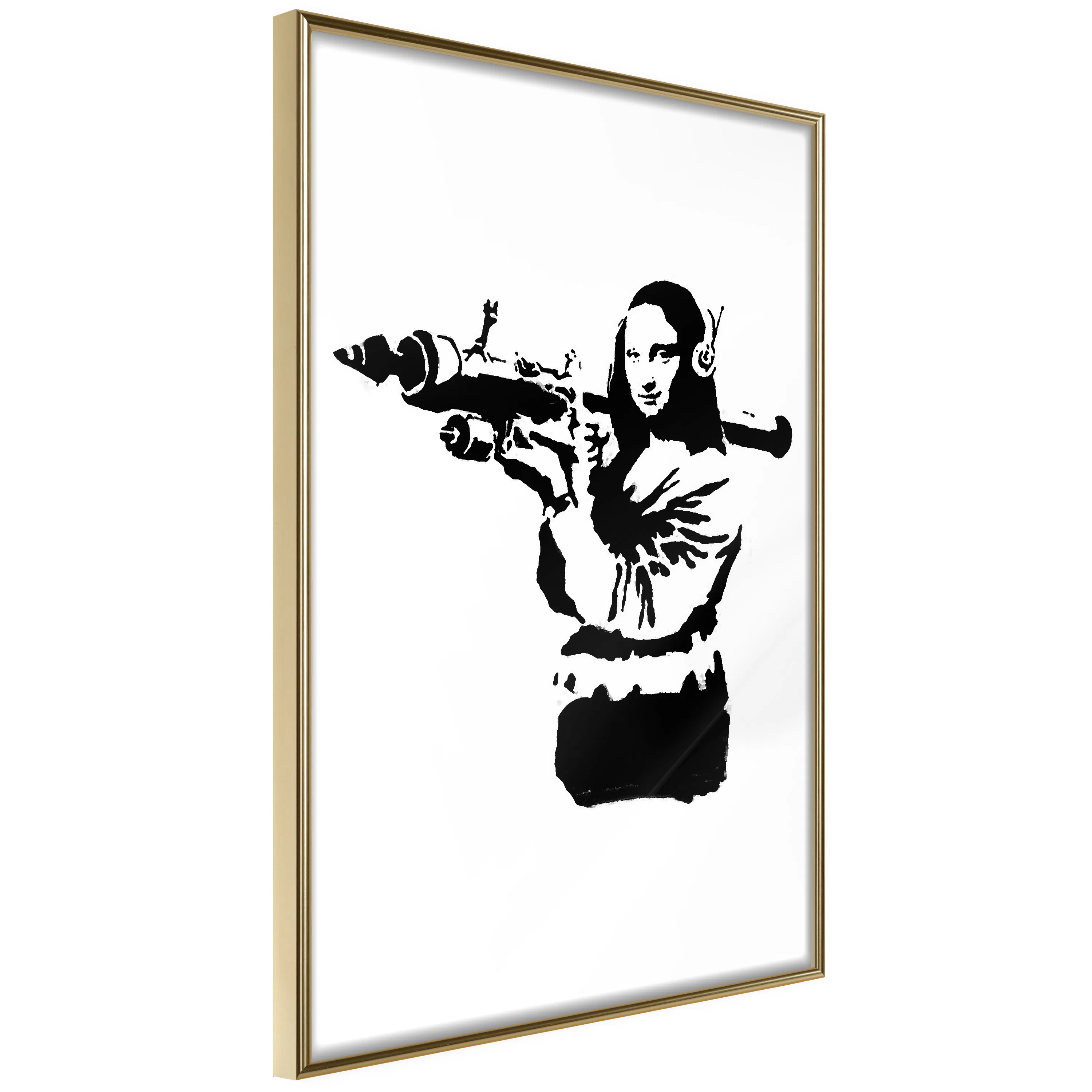 Poster Artgeist Affisch Banksy Mona Lisa with Rocket Launcher