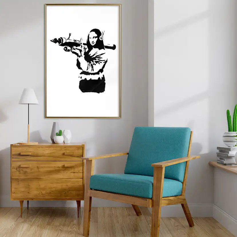 Poster Artgeist Affisch Banksy Mona Lisa with Rocket Launcher