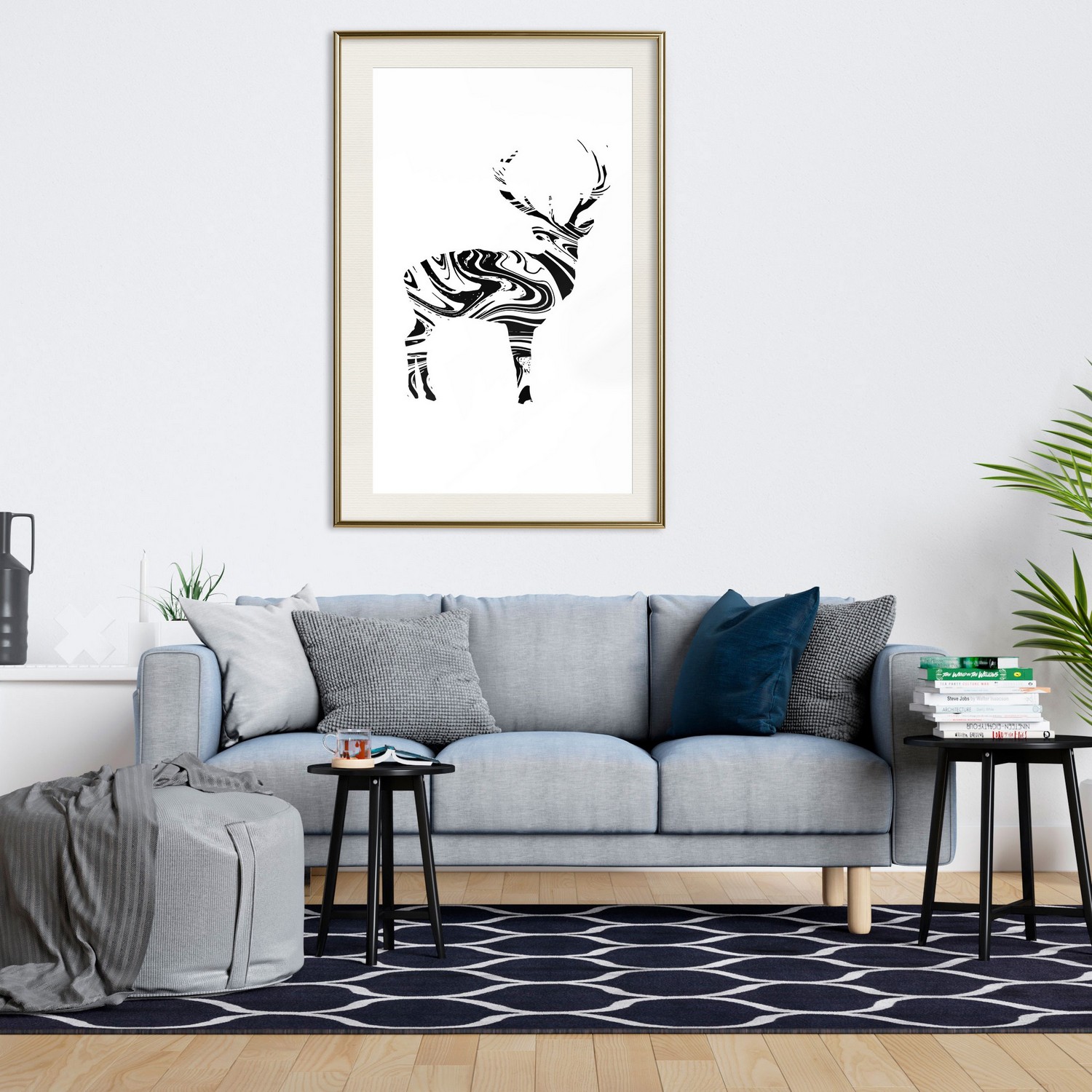 Poster Artgeist Affisch Black and White Deer