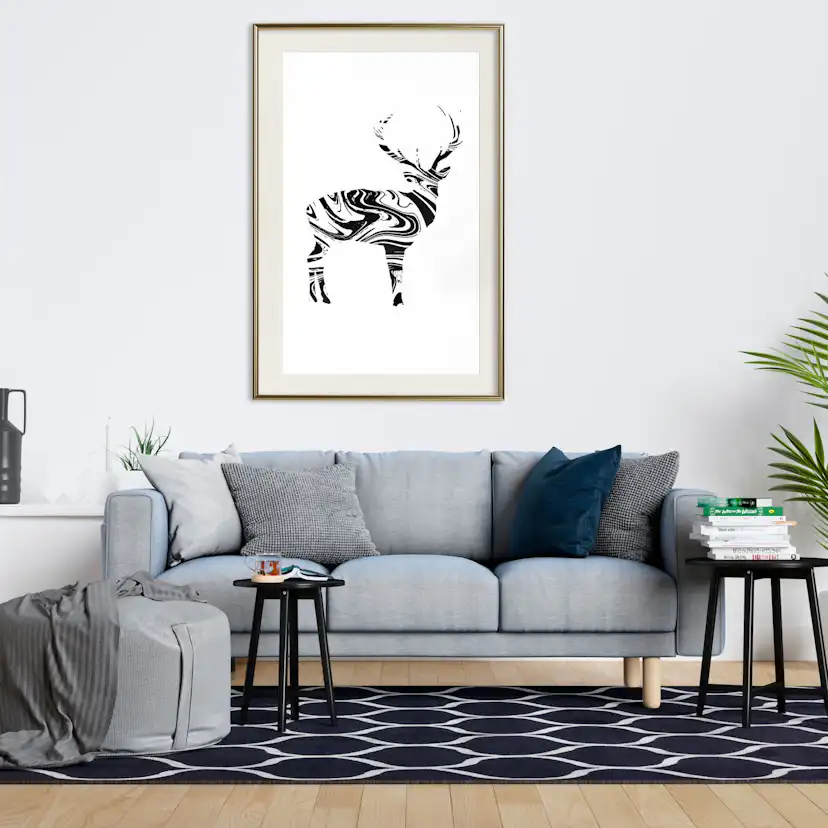 Poster Artgeist Affisch Black and White Deer