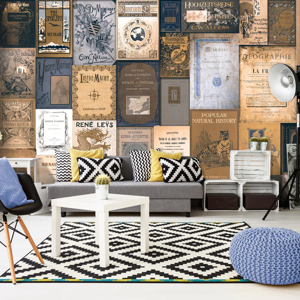 Fototapet Arkiio Självhäftande Literary Mosaic