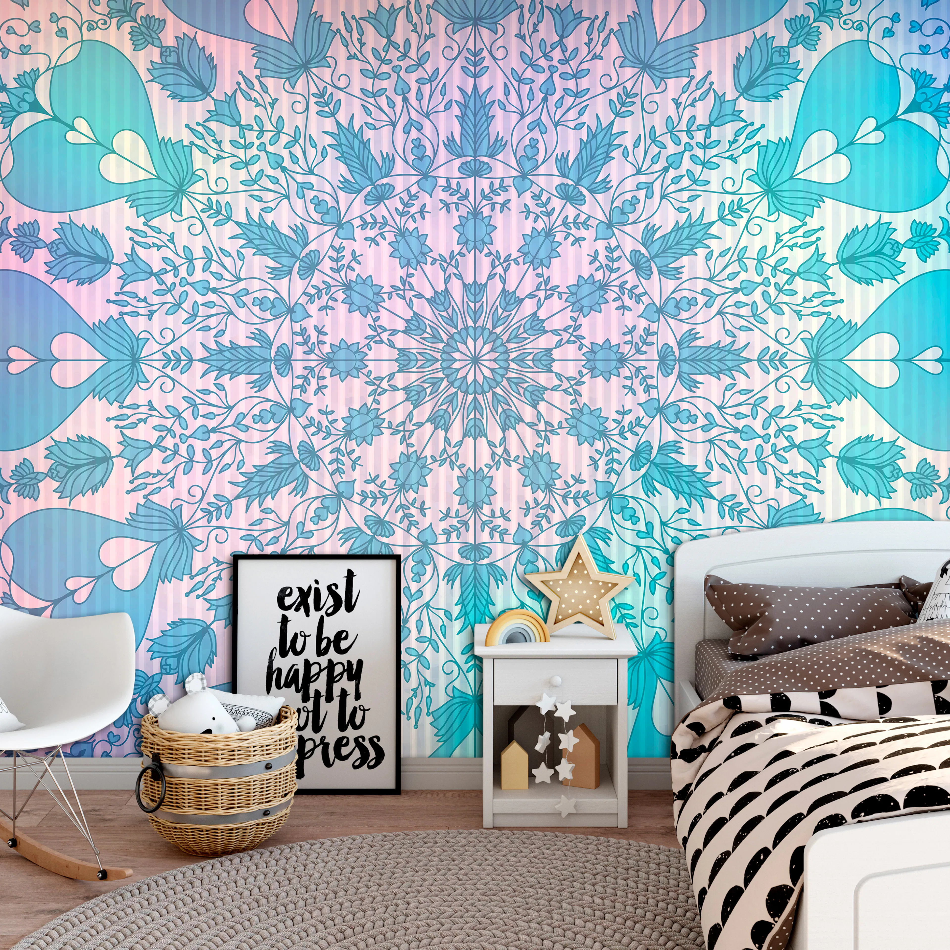 Fototapet Arkiio Självhäftande Girly Mandala Blue