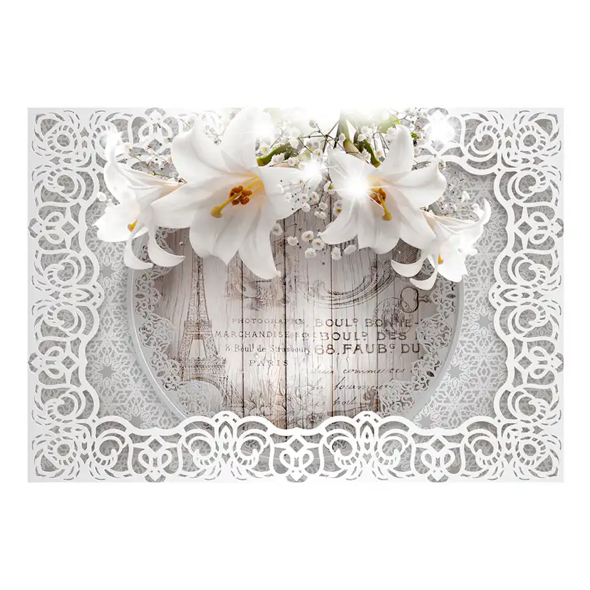 Fototapet Arkiio Lilies And Wooden Background
