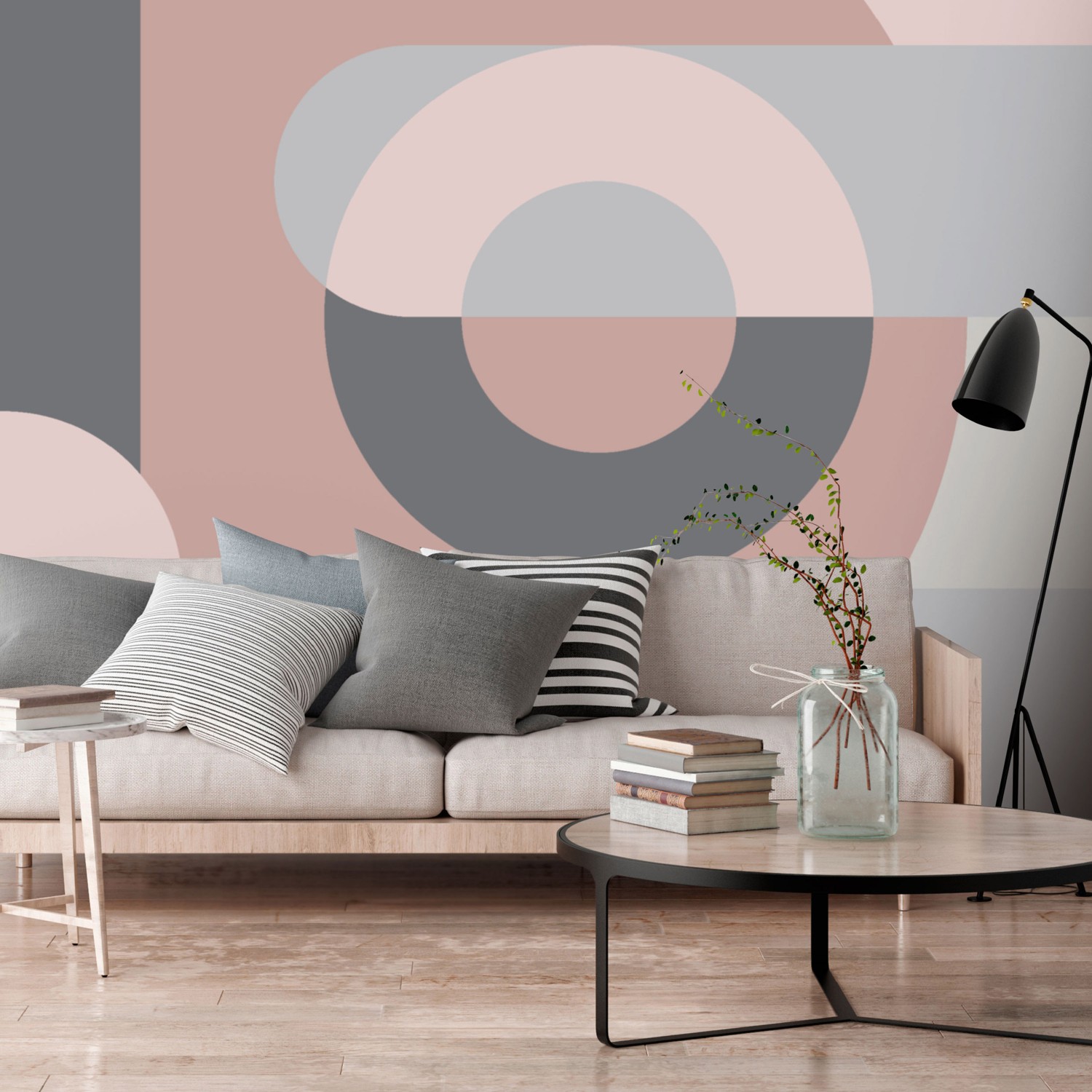 Fototapet Arkiio Geometric Wreath Rosa