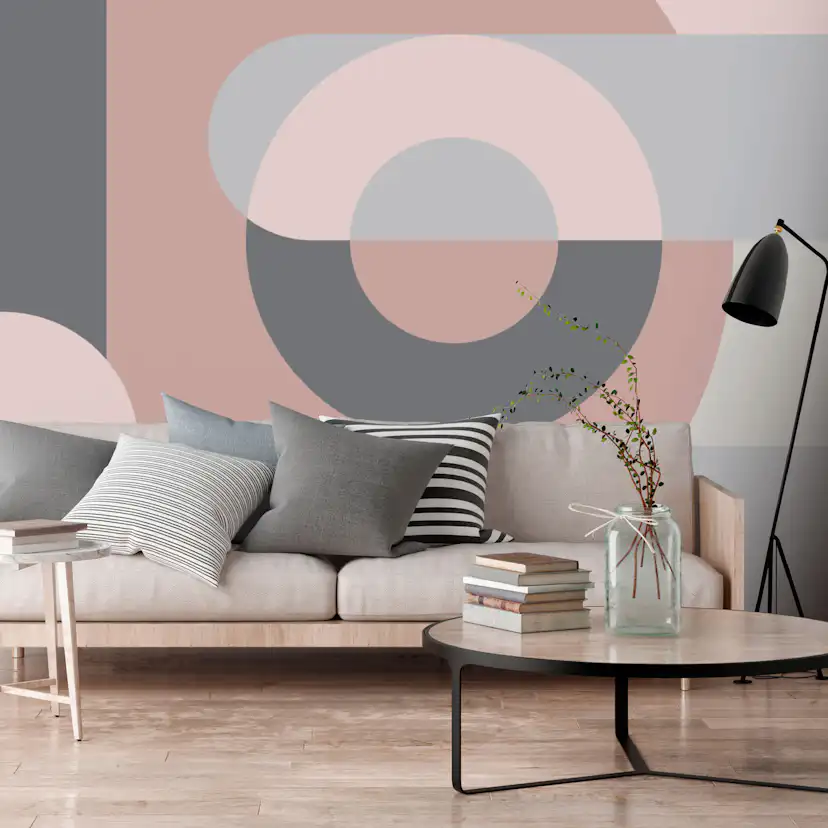 Fototapet Arkiio Självhäftande Geometric Wreath Pink