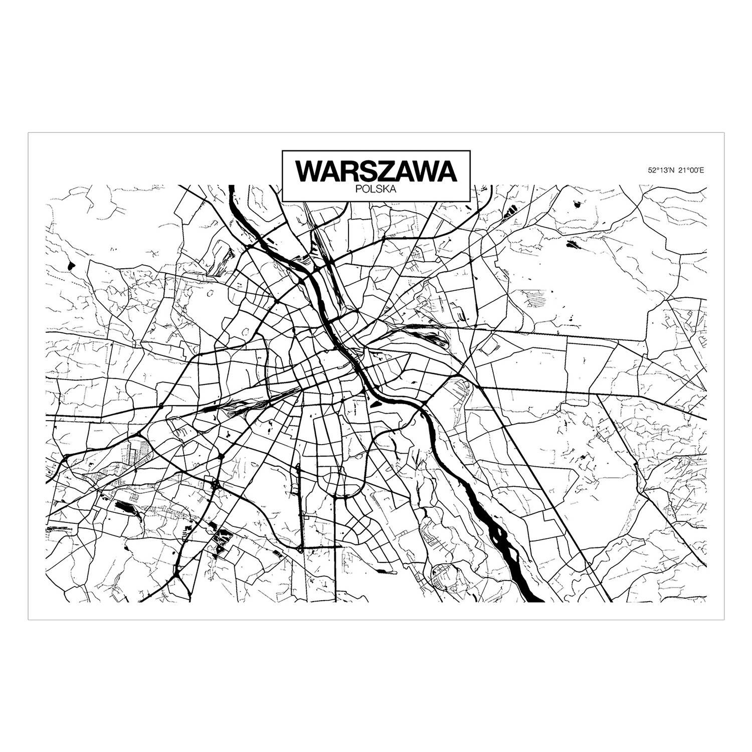 Fototapet Arkiio Warsaw Map