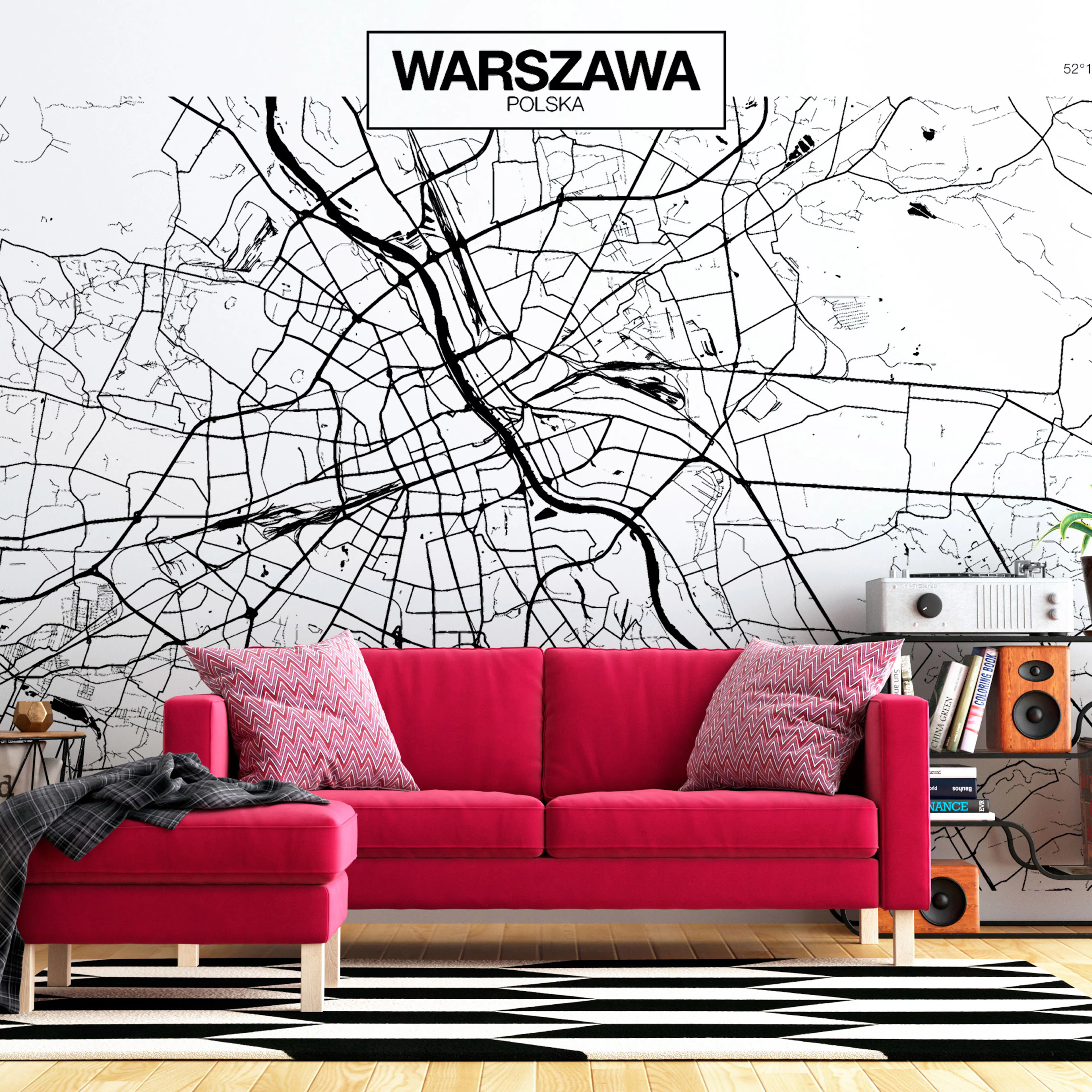 Fototapet Arkiio Självhäftande Warsaw Map