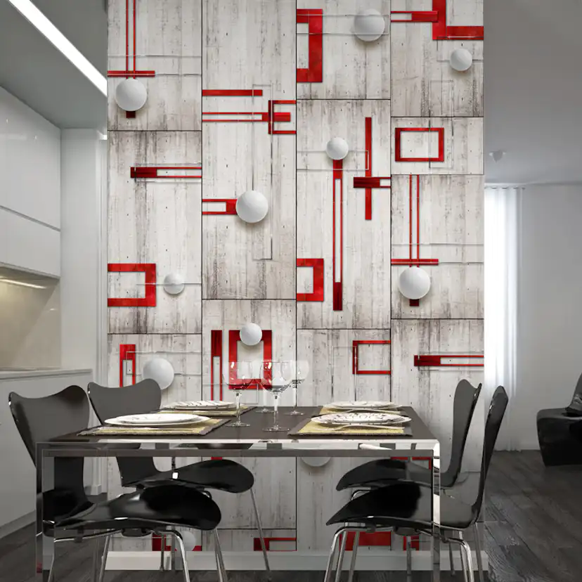 Fototapet Arkiio Concrete, red frames and white knobs 50x1000 cm