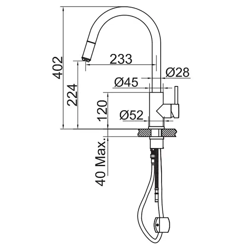 Köksblandare Scandtap Steel Access med Utdragbar Pip