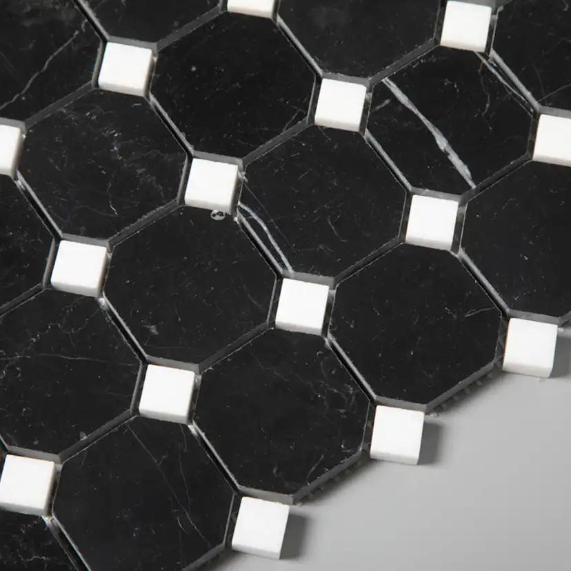Natursten ArtStone Nero Marquina Octagon Polerad 5x5 cm