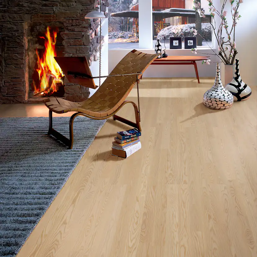 Trägolv Kährs Original Falsterbo VIt Ask, Mattlackerat 2-Stavs Parkettgolv