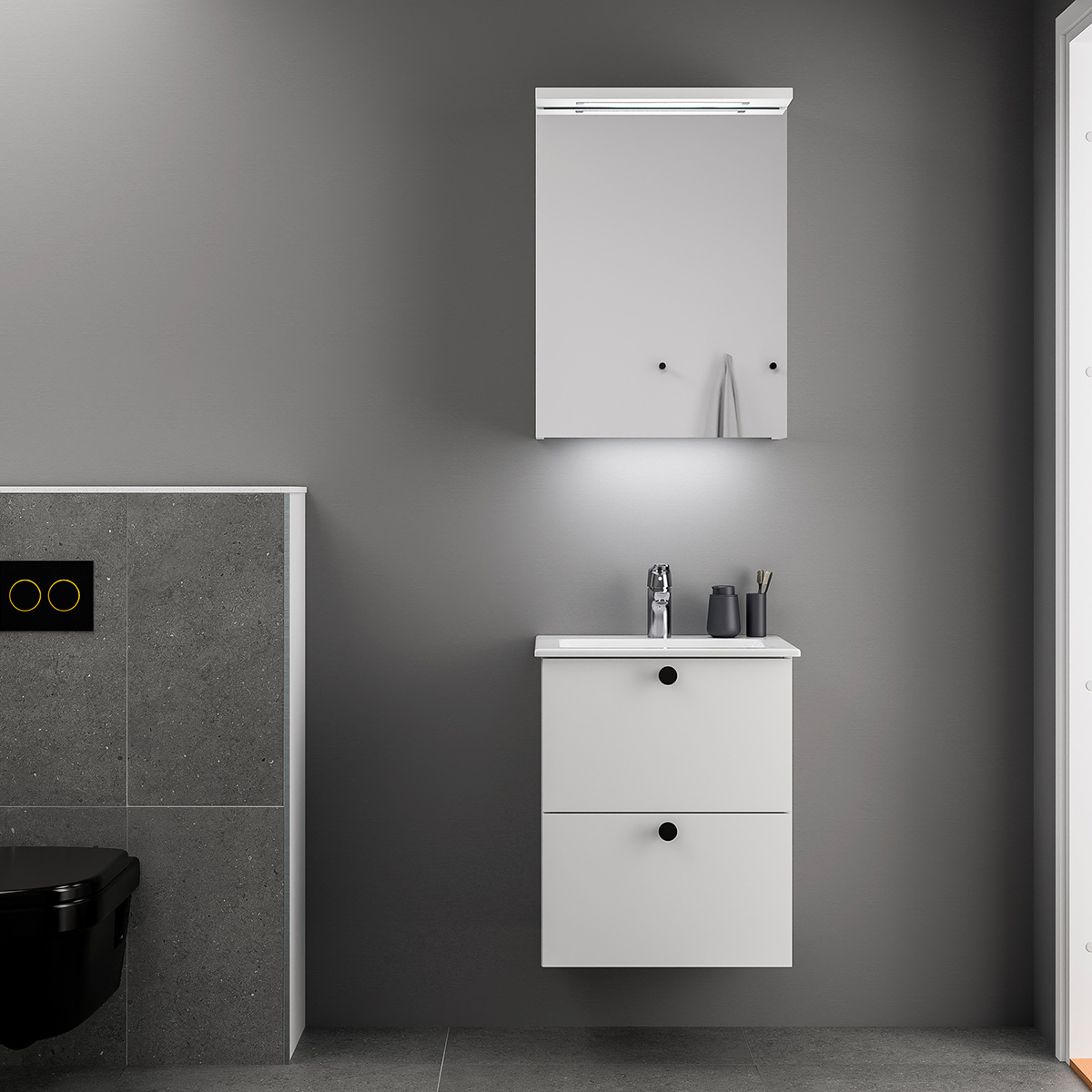 Tvättställsskåp Temal Astra med Tvättställ och 2 lådor