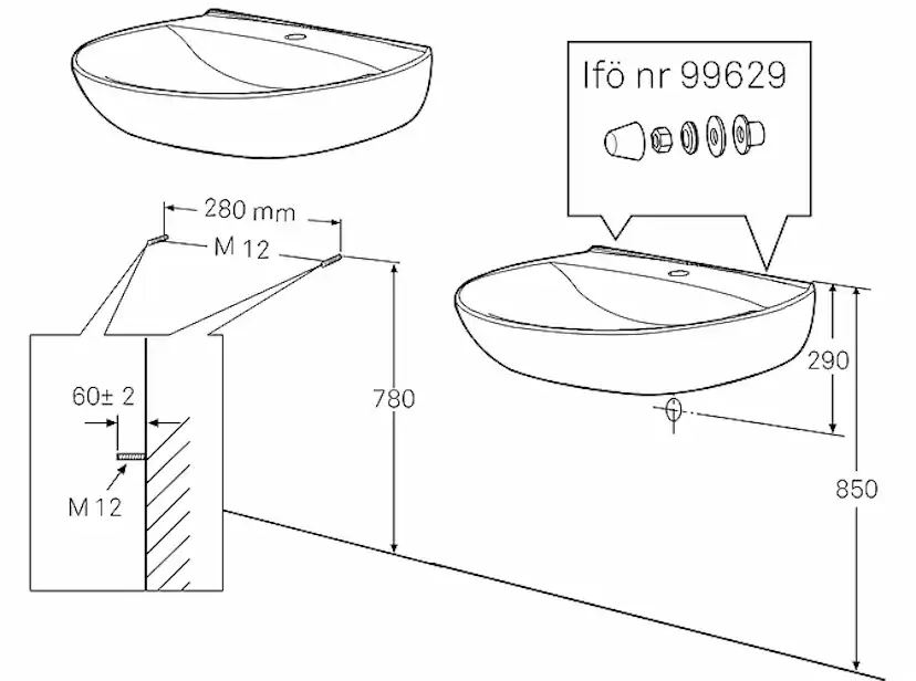 Tvättställ Ifö Spira 500 mm Runt