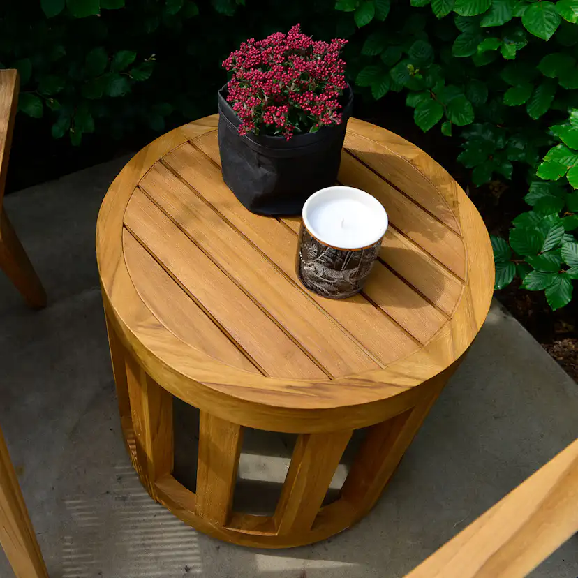 Utebord Hillerstorp Himmelsnäs Rund Ø 50 cm Teak Träbord