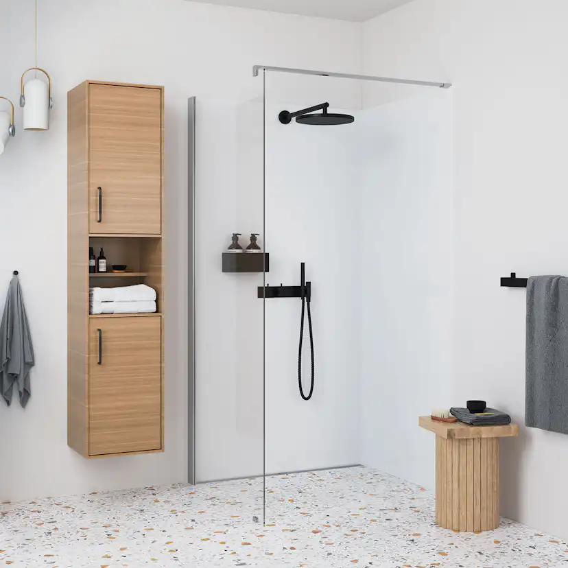 Duschvägg Contura Shower Space SFNK Fast med Väggstag