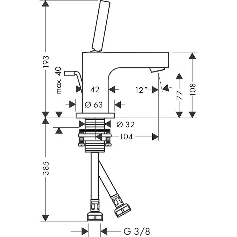 Tvättställsblandare Axor Citterio 80 Låg Joystick