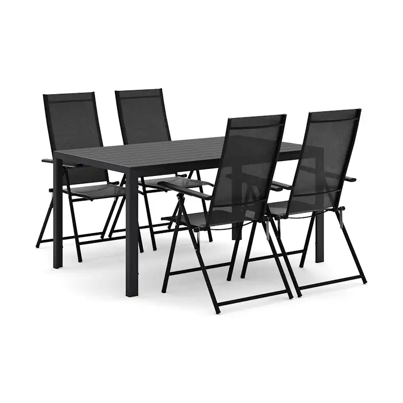 Trädgårdsgrupp Comfort Garden Siri Matbord 150 cm med 4 Sanna Matstolar