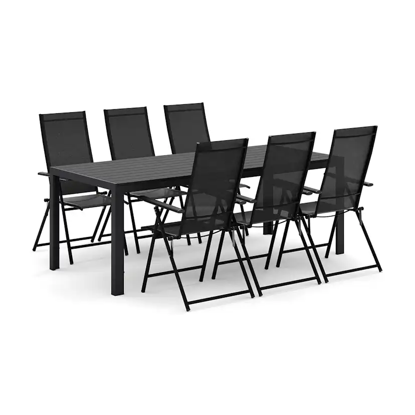 Trädgårdsgrupp Comfort Garden Siri Matbord 205 cm med 6 Sanna Matstolar