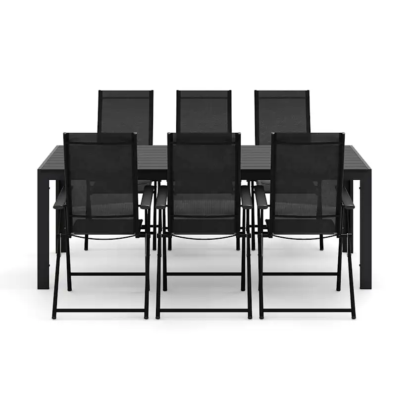 Trädgårdsgrupp Comfort Garden Siri Matbord 205 cm med 6 Sanna Matstolar