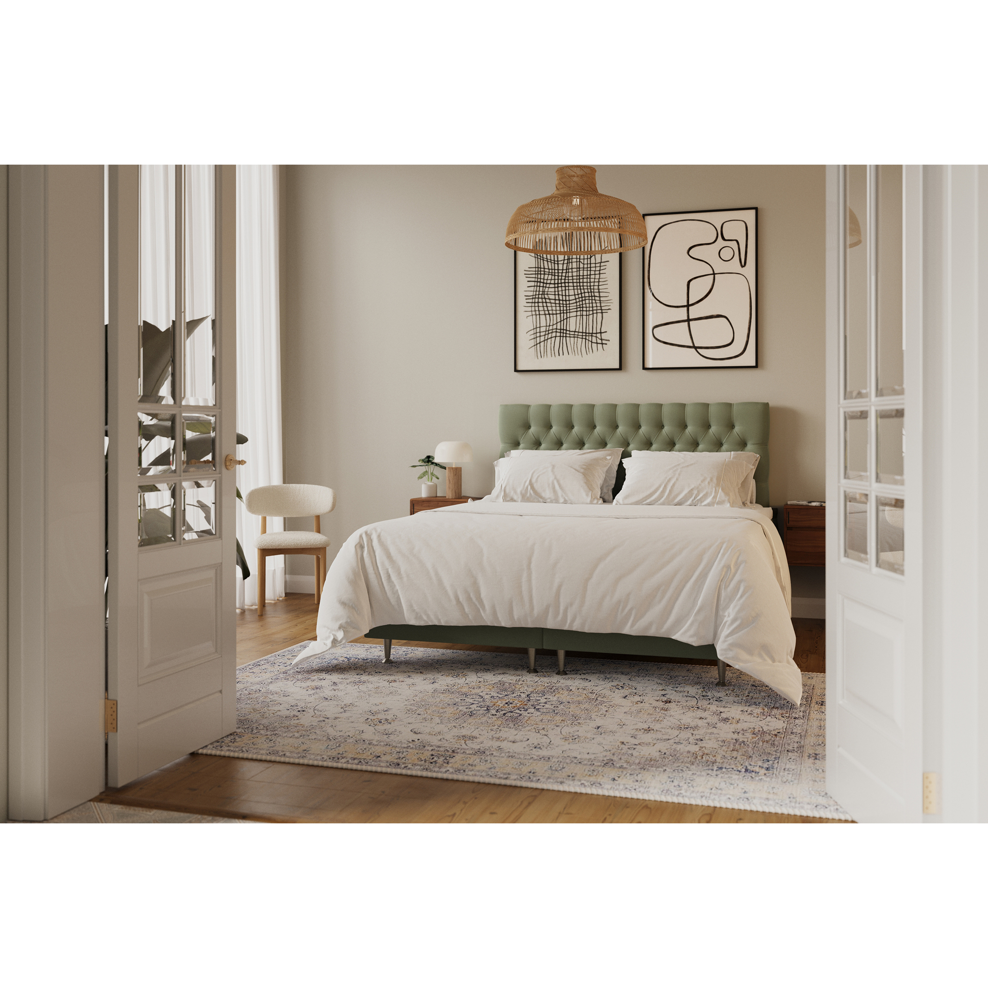 Kontinentalsäng Berg & Strand Hilton Lyx Komplett Sängpaket 160x200 cm med Knappad Sänggavel i Sammet