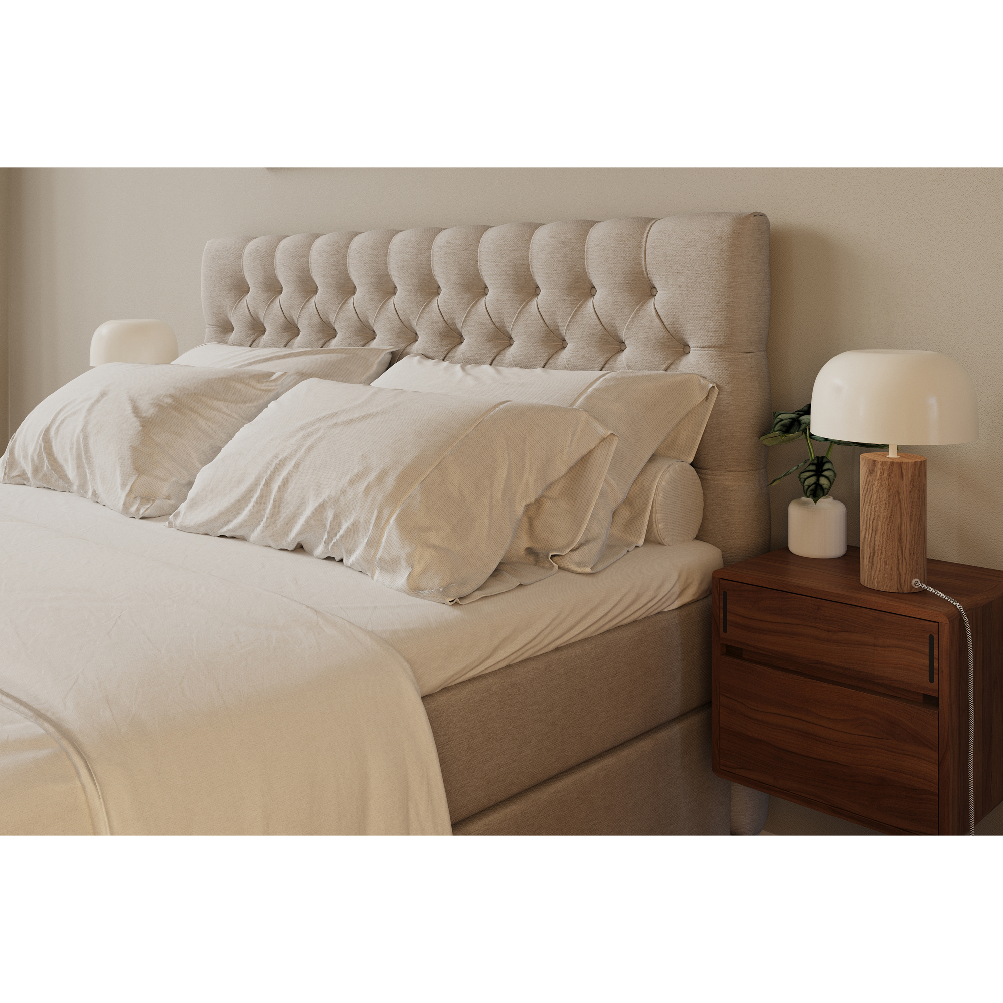 Kontinentalsäng Berg & Strand Hilton Lyx Komplett Sängpaket 160x200 cm med Knappad Sänggavel