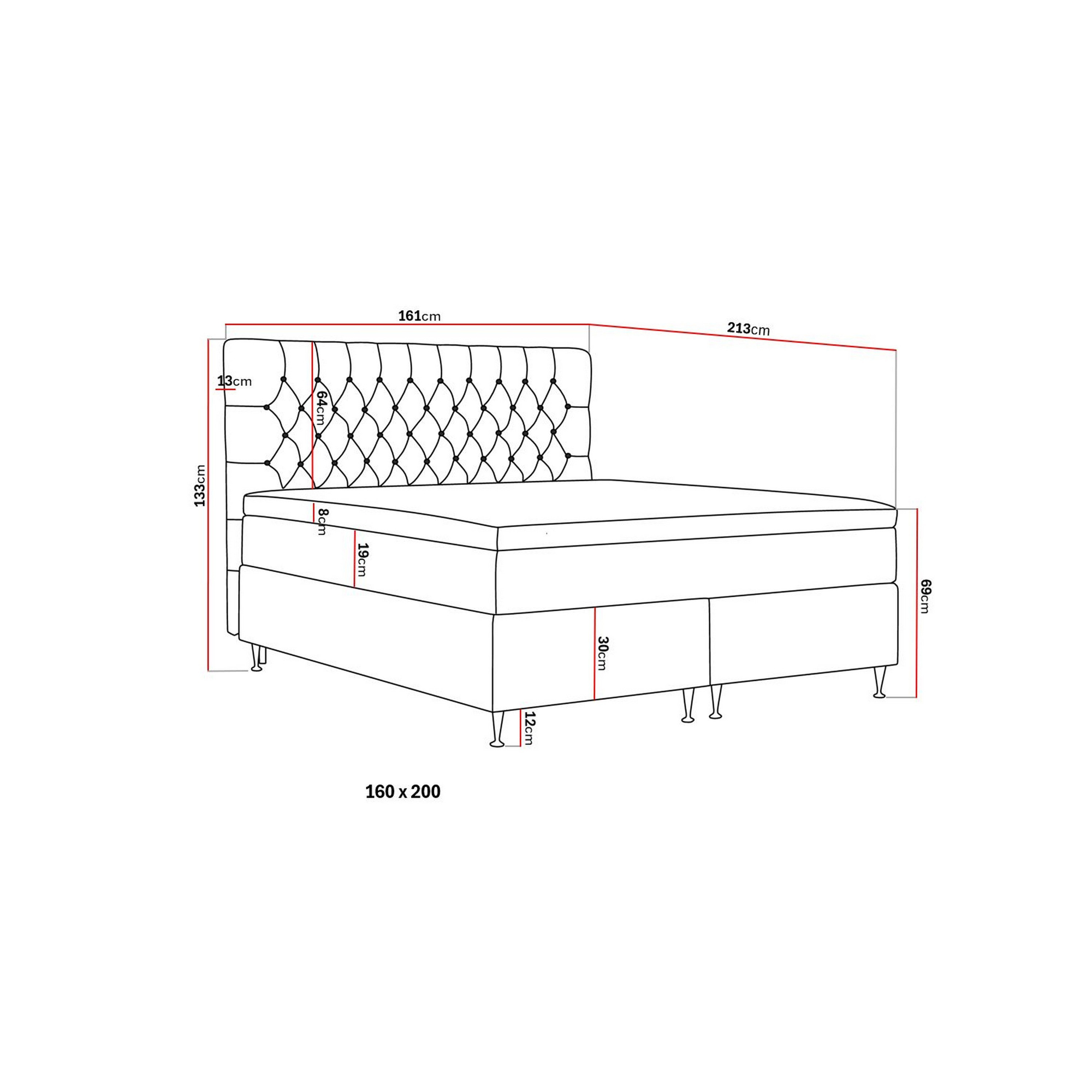 Kontinentalsäng Berg & Strand Hilton Lyx Komplett Sängpaket 160x200 cm med Knappad Sänggavel