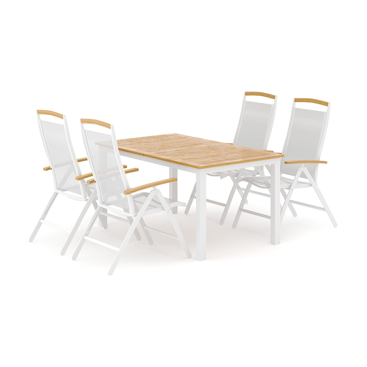 Trädgårdsgrupp deNoord Las Vegas utomhus matgrupp förlängningsbart 152-210x90 cm med 4 Las Vegas positionsstolar