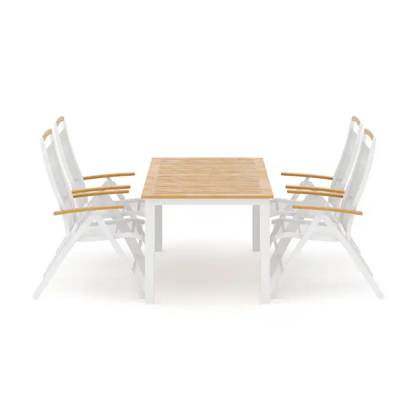 Trädgårdsgrupp deNoord Las Vegas utomhus matgrupp förlängningsbart 152-210x90 cm med 4 Las Vegas positionsstolar