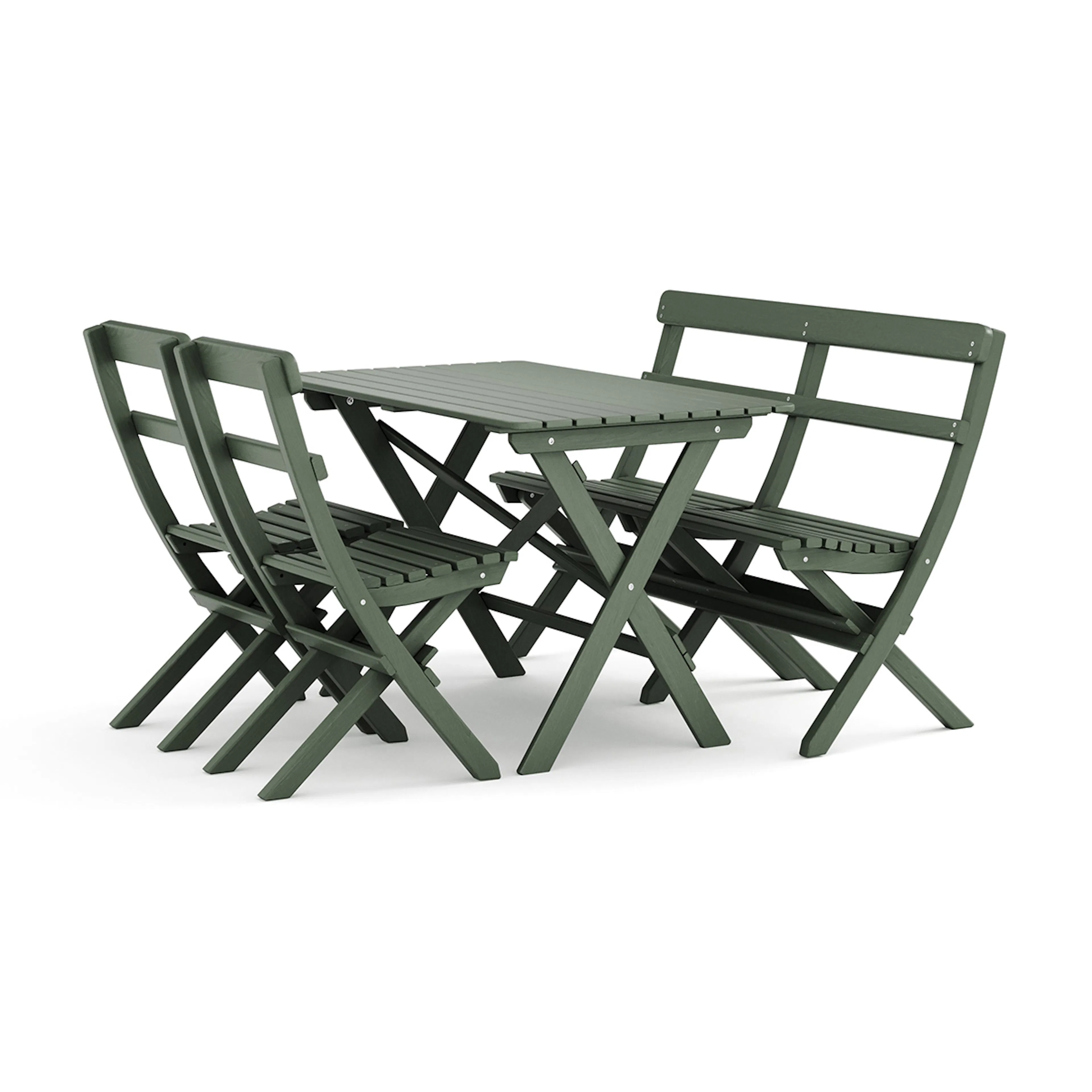 Trädgårdsgrupp Comfort Garden Landet Utomhus matgrupp 118x70x74 cm med soffa och 2 klappstolar