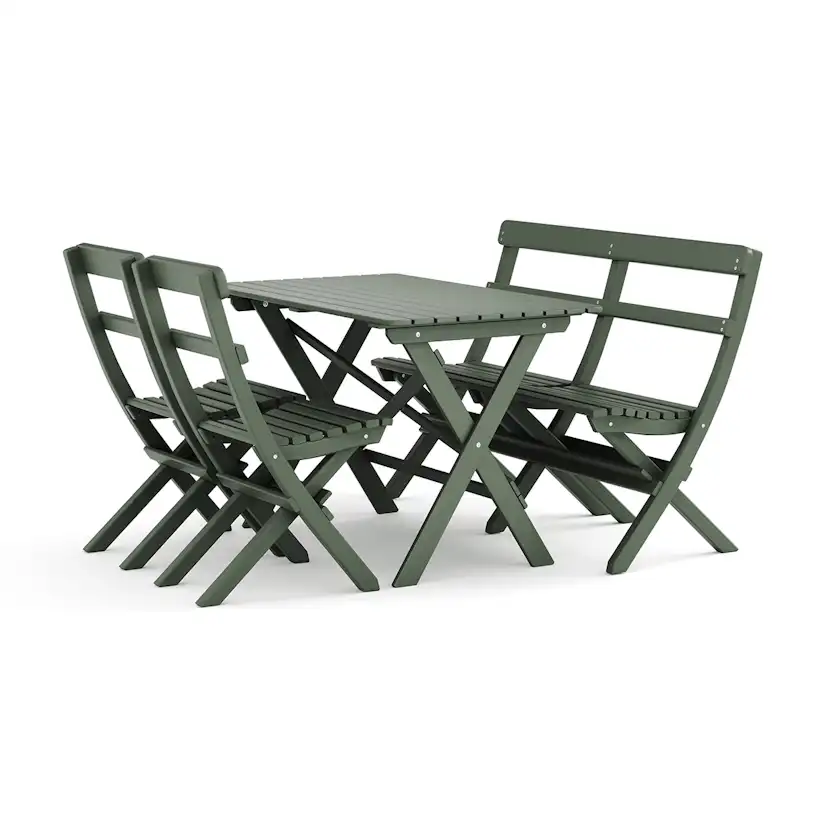 Trädgårdsgrupp Comfort Garden Landet Utomhus matgrupp 118x70x74 cm med soffa och 2 klappstolar