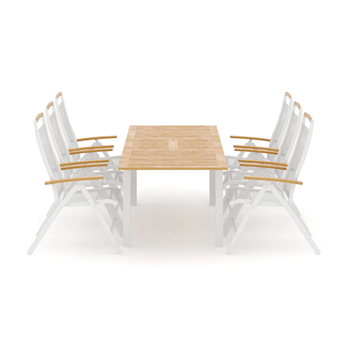 Trädgårdsgrupp deNoord Las Vegas utomhus matgrupp förlängningsbart 152-210x90 cm med 6 Las Vegas positionsstolar