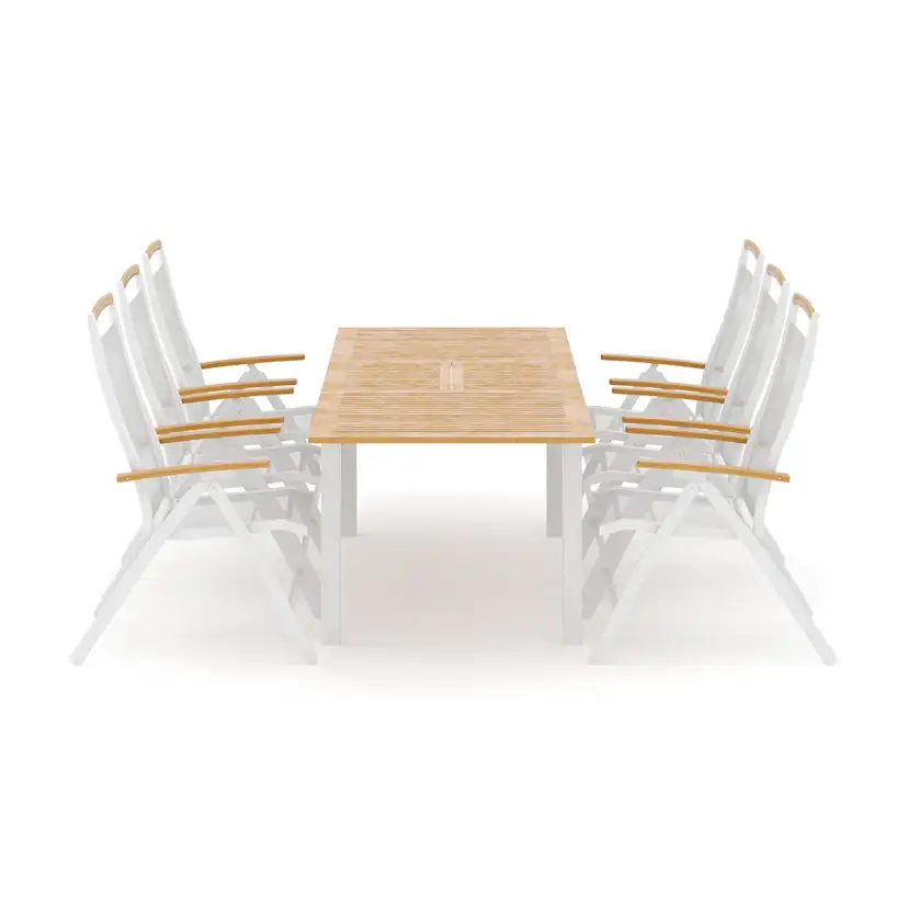 Trädgårdsgrupp deNoord Las Vegas utomhus matgrupp förlängningsbart 152-210x90 cm med 6 Las Vegas positionsstolar