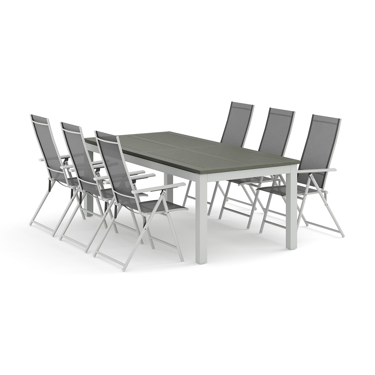 Trädgårdsgrupp Comfort Garden Monaco utomhus matgrupp förlängningsbart 210/310x90 med 6 Sanna positionsstolar