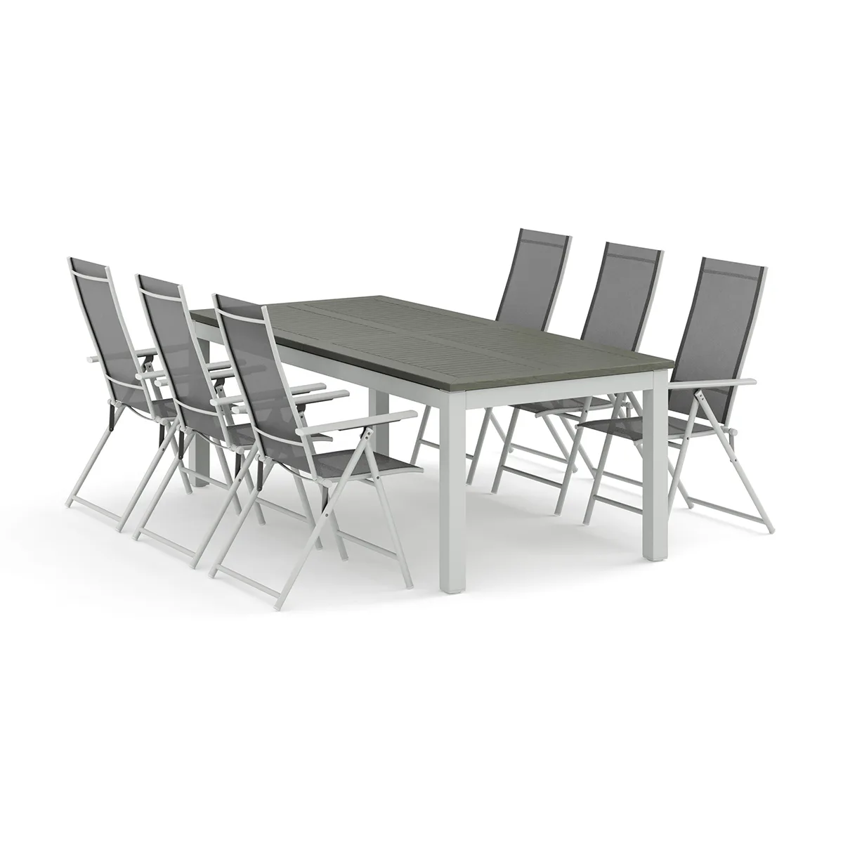 Trädgårdsgrupp Comfort Garden Monaco utomhus matgrupp förlängningsbart 210/310x90 med 6 Sanna positionsstolar