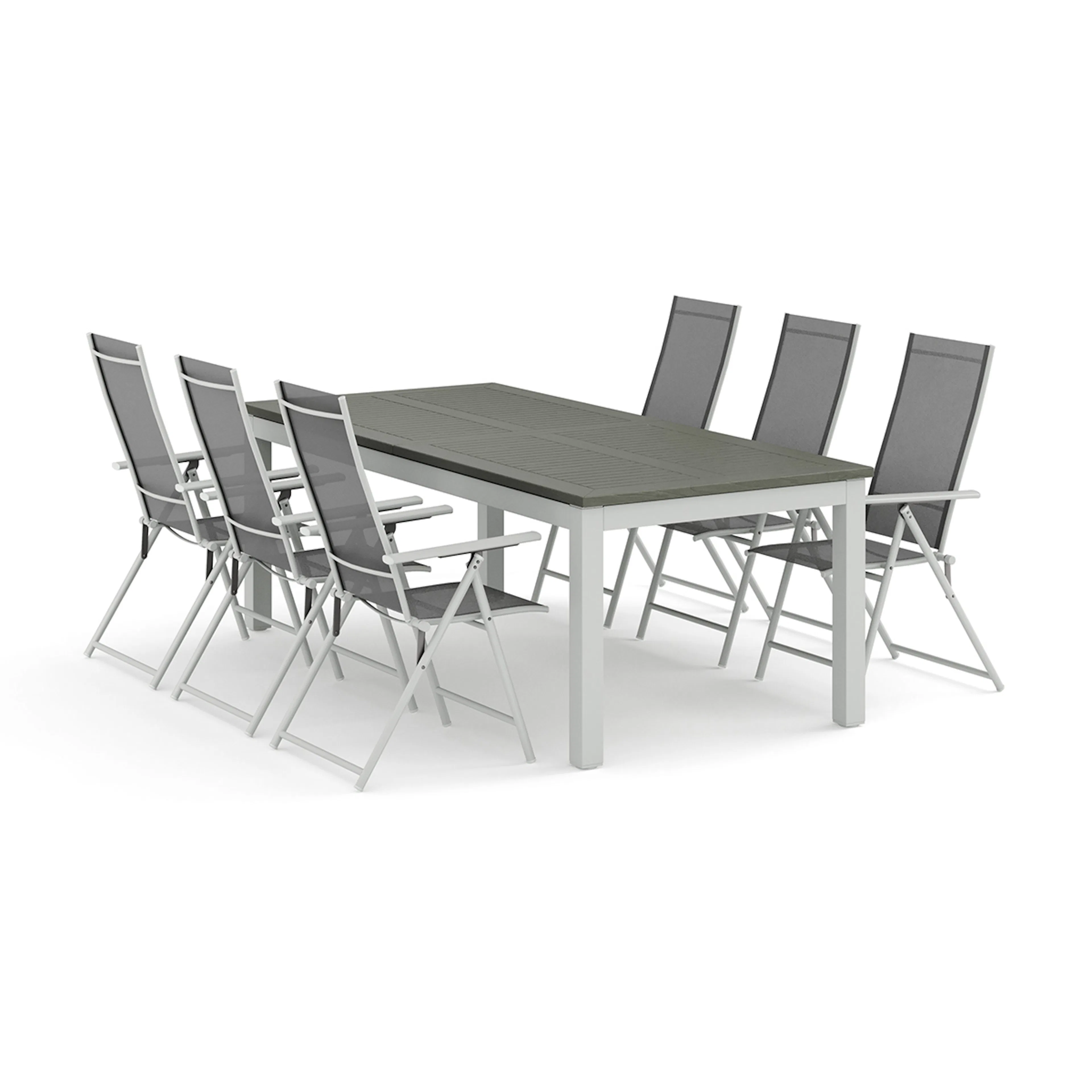 Trädgårdsgrupp Comfort Garden Monaco utomhus matgrupp förlängningsbart 210/310x90 med 6 Sanna positionsstolar