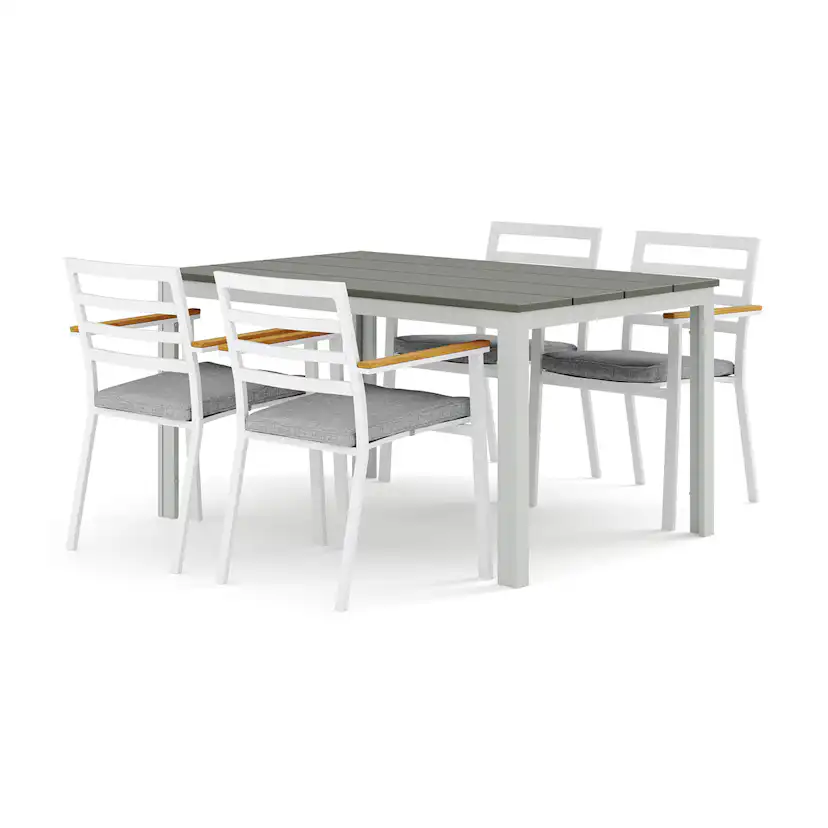 Trädgårdsgrupp Comfort Garden Tunis utomhus matgrupp 140x90 cm med 4 Oliver karmstolar med dyna