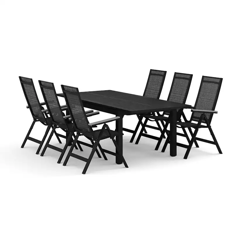 Trädgårdsgrupp Comfort Garden Monaco utomhus matgrupp förlängningsbart 150-250x90 med 6 Monaco Light positionsstolar