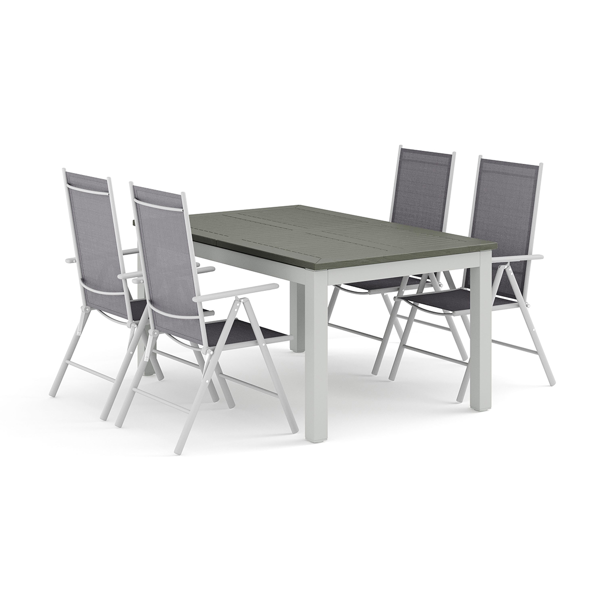 Trädgårdsgrupp Comfort Garden Monaco utomhus matgrupp förlängningsbart 150-250x90 med 4 Maggie positionsstolar