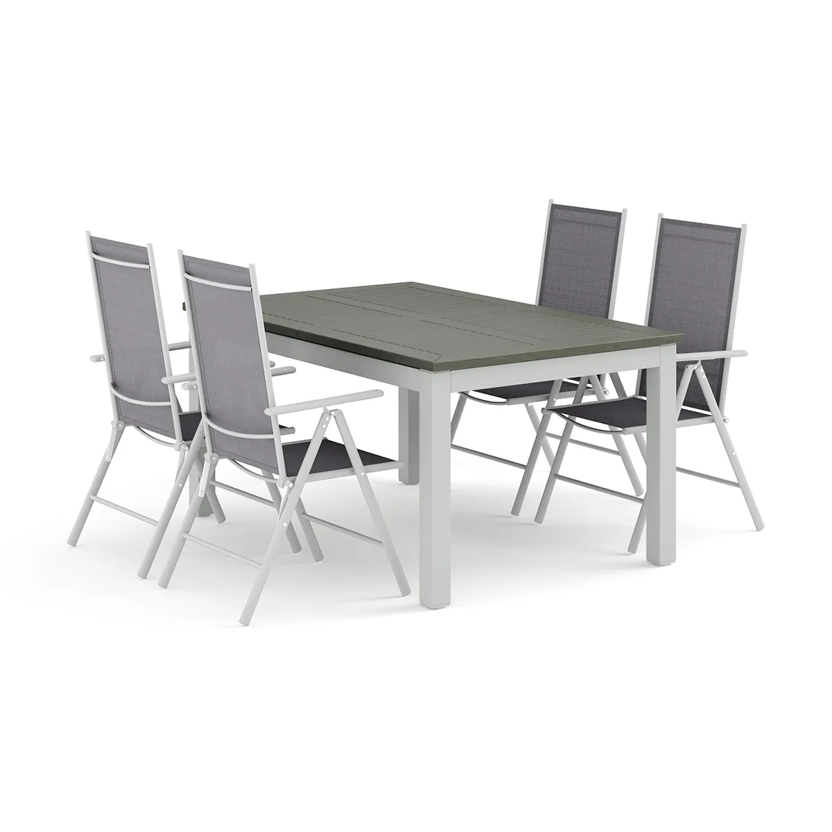 Trädgårdsgrupp Comfort Garden Monaco utomhus matgrupp förlängningsbart 150-250x90 med 4 Maggie positionsstolar