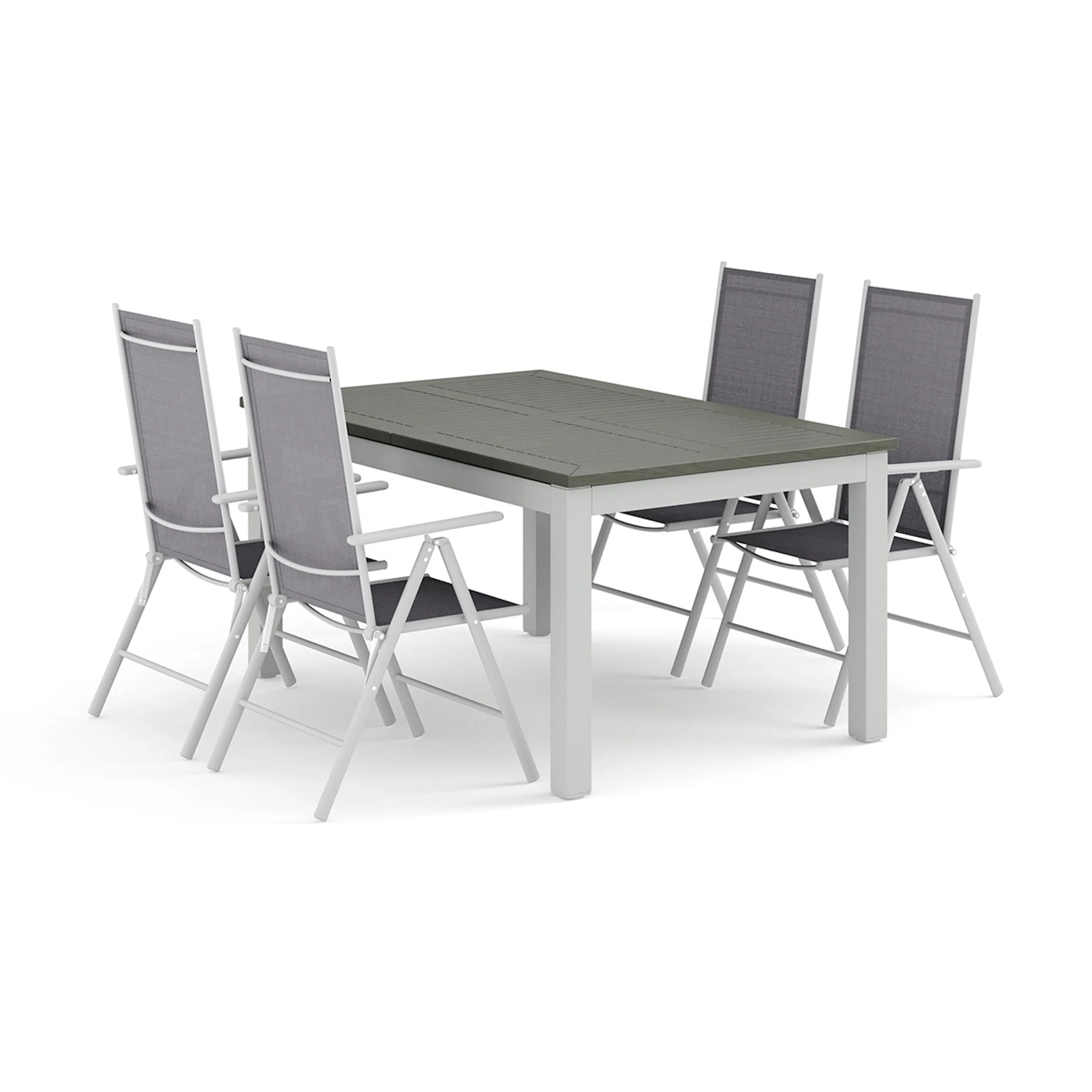 Trädgårdsgrupp Comfort Garden Monaco utomhus matgrupp förlängningsbart 150-250x90 med 4 Maggie positionsstolar