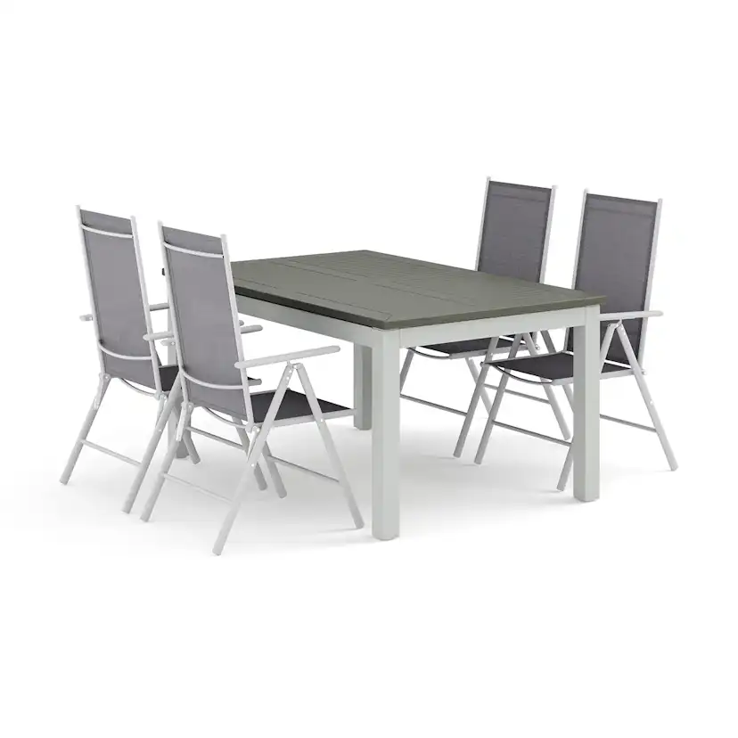 Trädgårdsgrupp Comfort Garden Monaco utomhus matgrupp förlängningsbart 150-250x90 med 4 Maggie positionsstolar