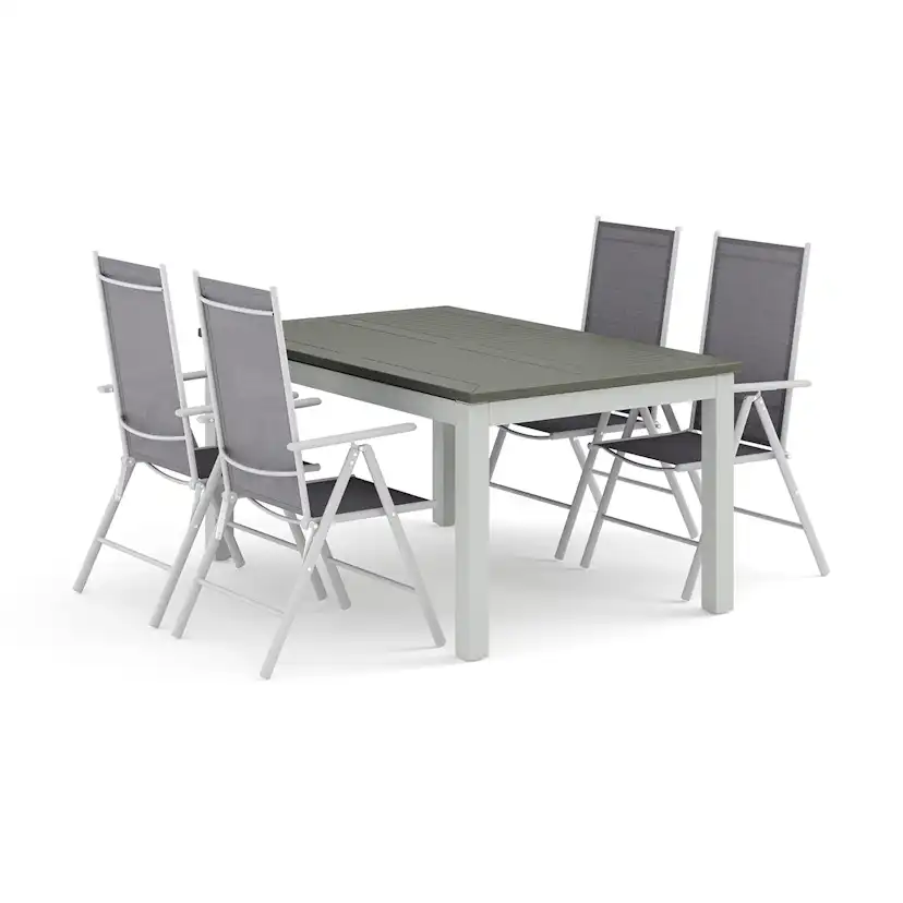 Trädgårdsgrupp Comfort Garden Monaco utomhus matgrupp förlängningsbart 150-250x90 med 4 Maggie positionsstolar