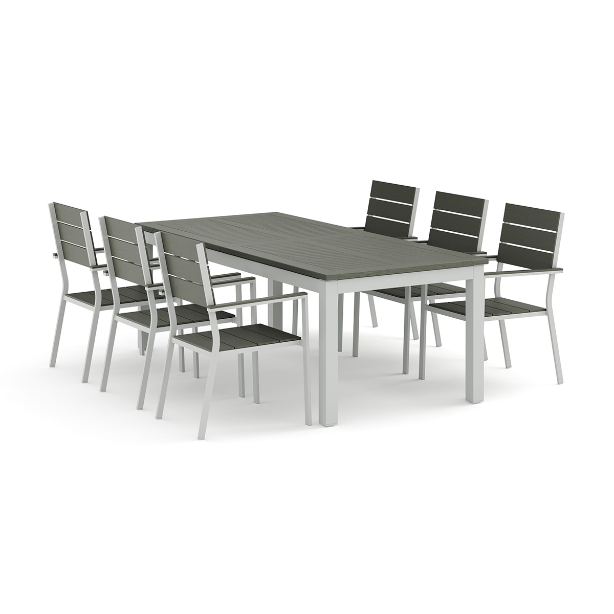 Trädgårdsgrupp Comfort Garden Monaco utomhus matgrupp förlängningsbart 210/310x90 med 6 Tunis stapelstolar
