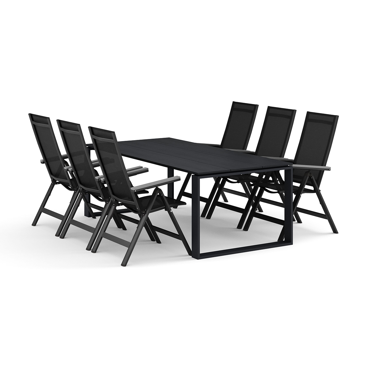 Trädgårdsgrupp Comfort Garden Devon utomhus matgrupp 210x100 cm med 6 Monaco Light positionsstolar